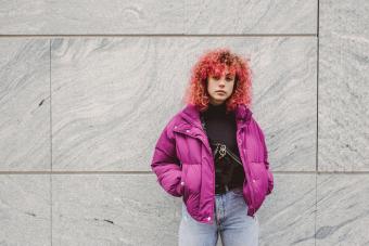 Girl with curly red hair