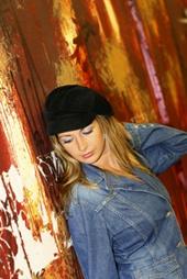 woman in denim jumpsuit