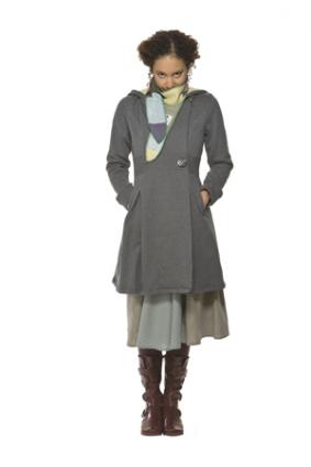 Model wearing a rebe Maryanne Smoke Coat