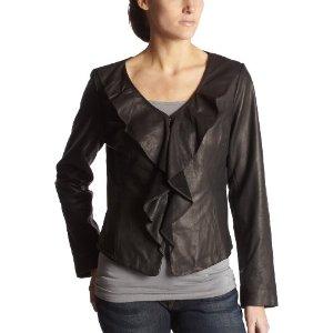 Kenneth Cole Ruffled Leather Jacket