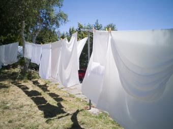 sheets hanging out to dry