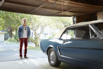 classic car in a garage