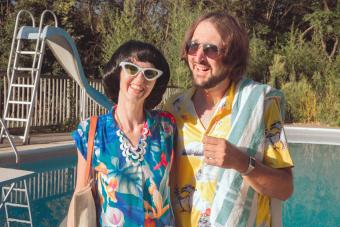 couple vintage pool party costume