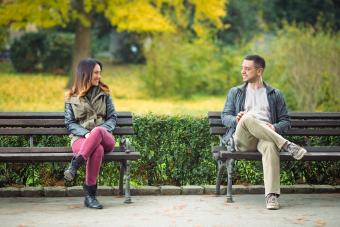 Man and woman making eye contact