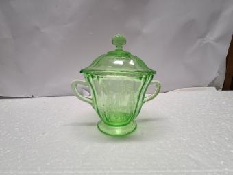 Green Parrot Depression glass Sugar dish