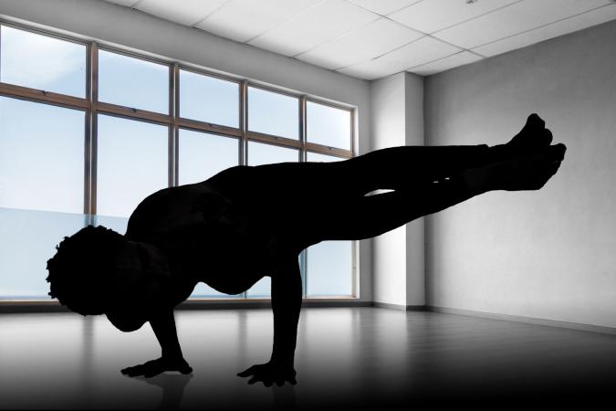 Silhouette Yoga Pose in studio