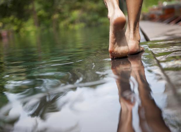 walking barefoot