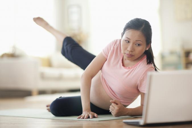 performing yoga