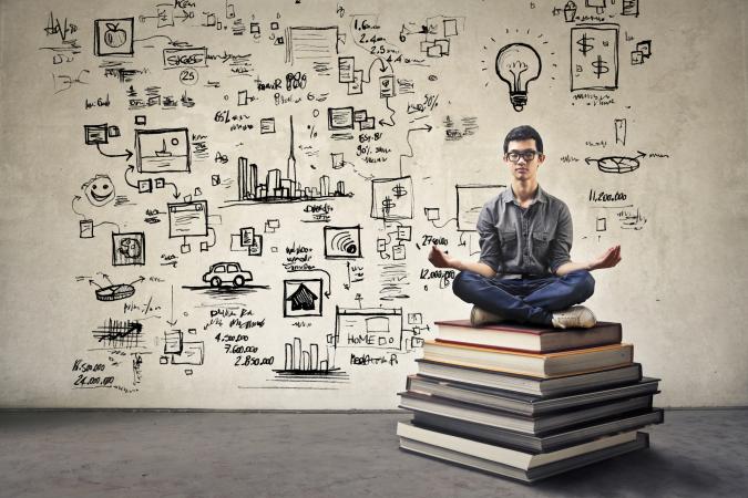guy sitting in yoga position